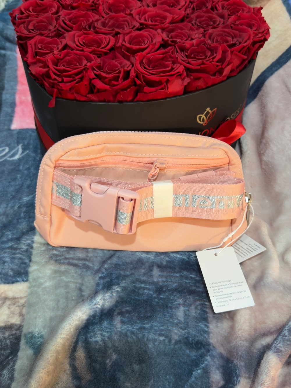 lululemon athletica Peach Pink Crossbody Belt Bag with Reflective Strap